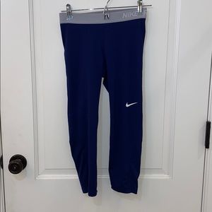 Blue and grey cropped nike pro leggings